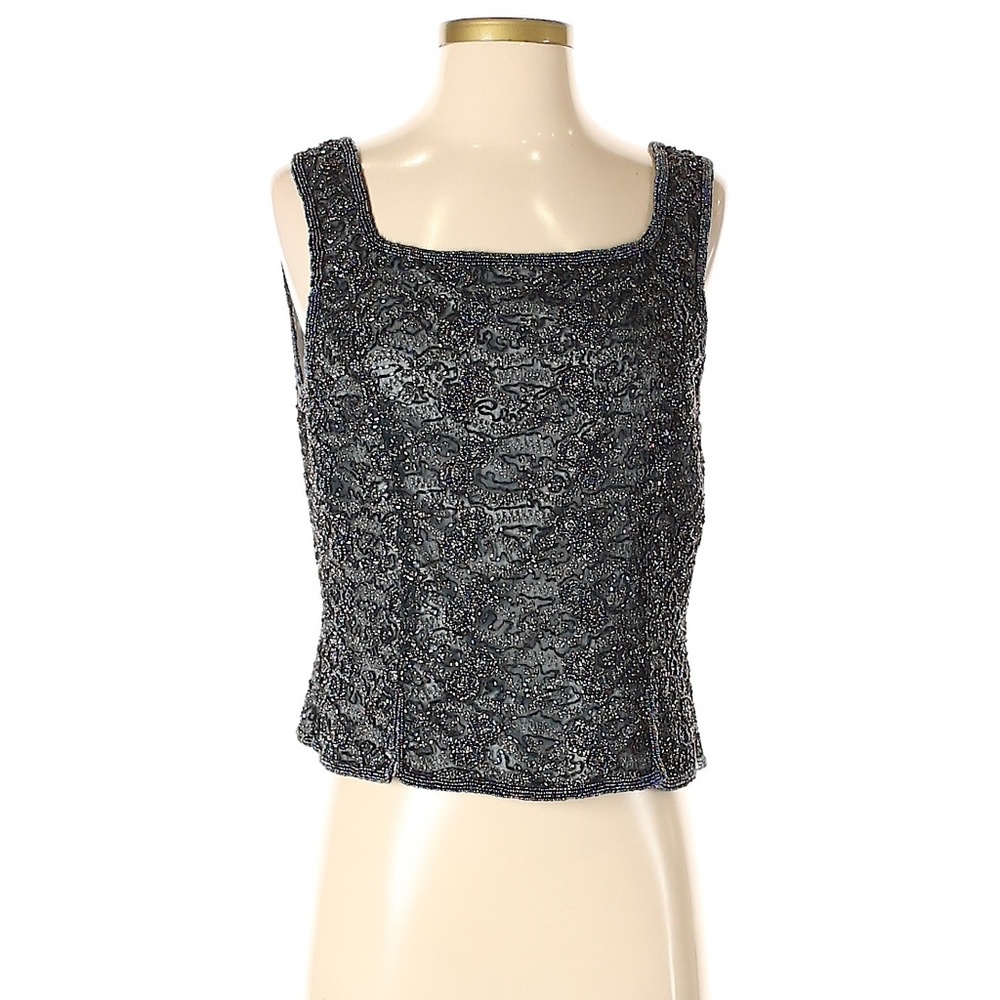 NWT! Adrianna Papell Gorgeous Embellished Sleeveless Blouse Size 14 Petite - Picture 9 of 9